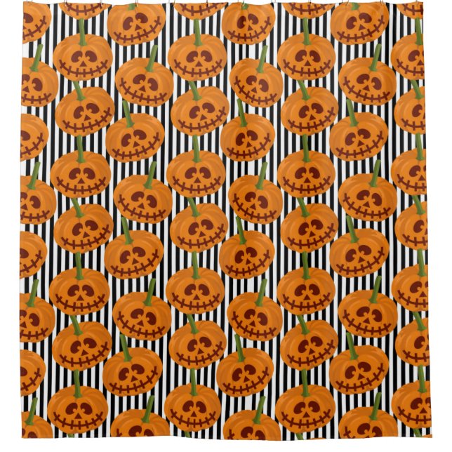 Halloween Happy Pumpkin Pattern Duschvorhang (Vorderseite)