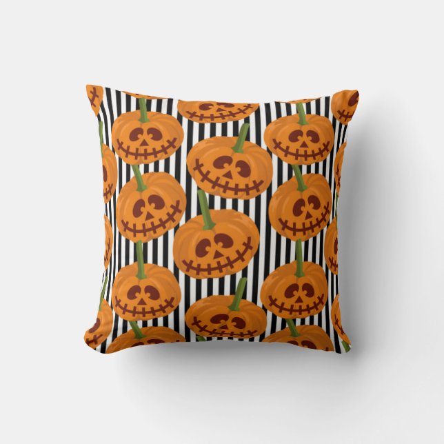 Halloween Happy Pumpkin Pattern Kissen (Vorderseite)
