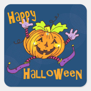 Halloween Happy Pumpkin Quadratischer Aufkleber