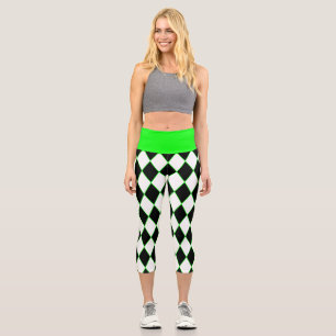 halloween harlequin grün Schwarz-weiß Capri Leggings