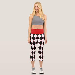 halloween harlequin red Schwarz-weiß Capri Leggings