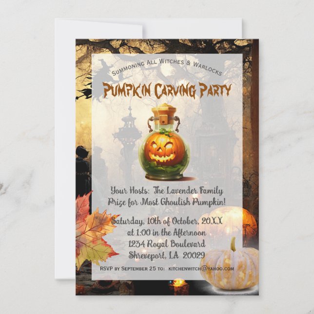 Halloween Harvest Pumpkin Carving Party Einladung (Vorderseite)