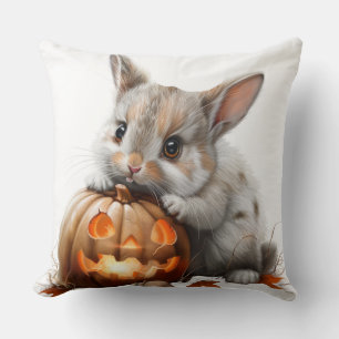 Halloween-Hase und Kürbis für Kinder Kissen
