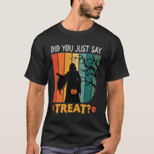 Halloween Hast du gerade Süßigkeit Retro Sensenman T-Shirt