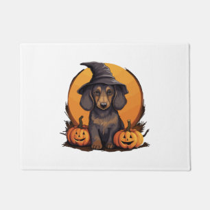 Halloween-Hat-Pumpkin-Dog-Dackel Fußmatte