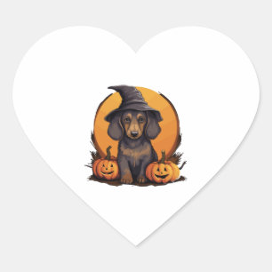 Halloween-Hat-Pumpkin-Dog-Dackel Herz-Aufkleber