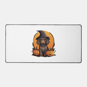 Halloween-Hat-Pumpkin-Dog-Dackel Schreibtischunterlage
