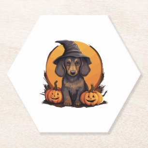 Halloween-Hat-Pumpkin-Dog-Dackel Untersetzer