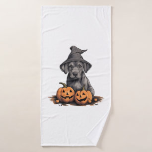 Halloween Hat Pumpkin Dog Great Dane Badehandtuch