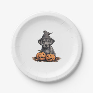 Halloween Hat Pumpkin Dog Great Dane Pappteller