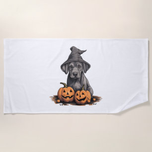 Halloween Hat Pumpkin Dog Great Dane Strandtuch