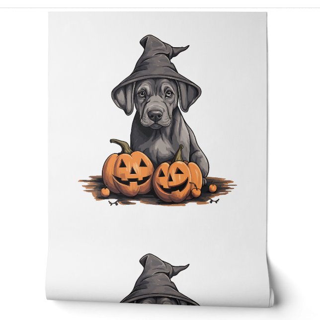 Halloween Hat Pumpkin Dog Great Dane Tapete (Abrollen)