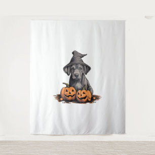 Halloween Hat Pumpkin Dog Great Dane Wandteppich