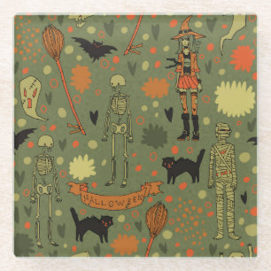 Halloween Haunt: Spooky Vintag Mix Glasuntersetzer