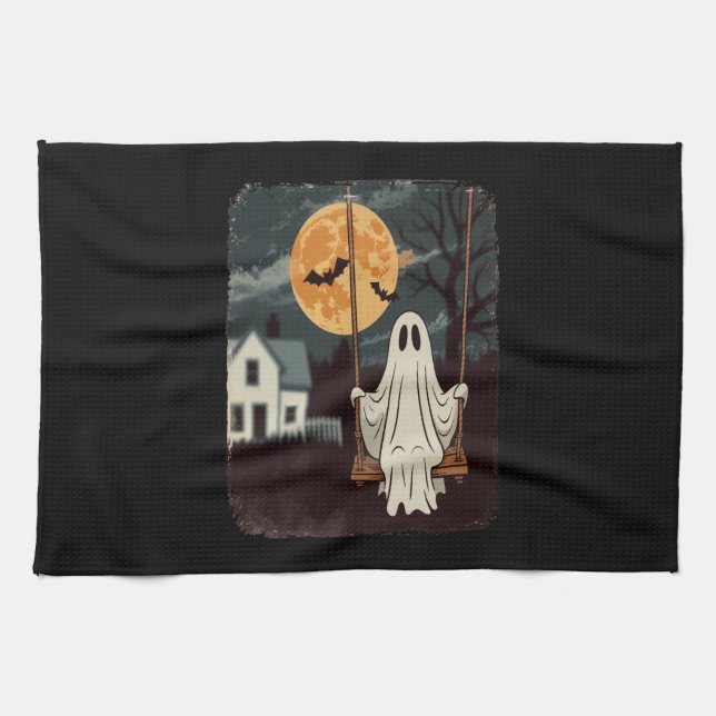 Halloween Haunted Ghost Swing Geschirrtuch (Horizontal)