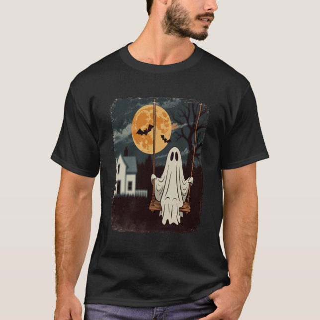 Halloween Haunted Ghost Swing T-Shirt (Vorderseite)