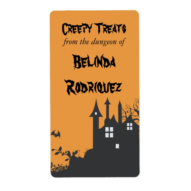 Halloween Haunted House Étiquette de cuisine (Devant)