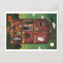 Halloween Haunted House Interior Illustration Postkarte