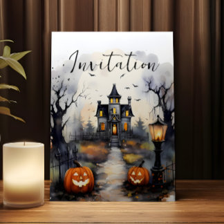 Halloween Haus Einladungskarte