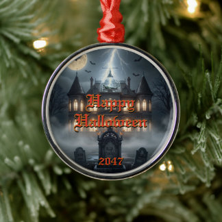 Halloween-Haus mit Frankie, dunkelgrau Ornament Aus Metall