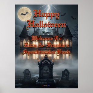 Halloween-Haus mit Frankie, Dunkelgrau Poster