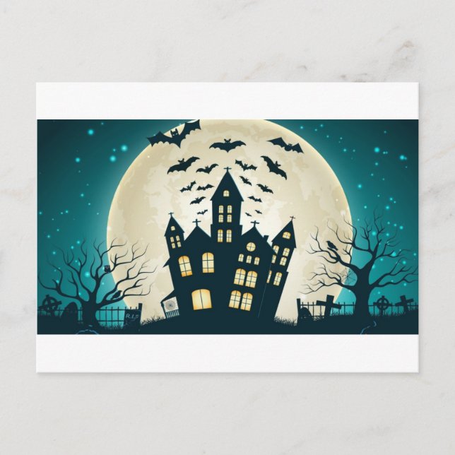 Halloween-Haus Postkarte (Vorderseite)