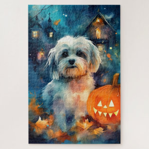 Halloween Havanese mit Pumpkins Beängstigend