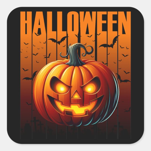 Halloween Havoc - Jacke und Fledermäuse Quadratischer Aufkleber (Vorderseite)