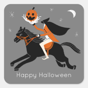 Halloween Headless Horseman Quadratischer Aufkleber
