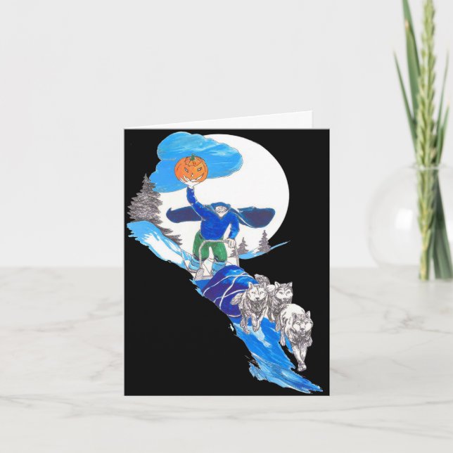Halloween-Headless-Musher-Notecard Dankeskarte (Vorderseite)