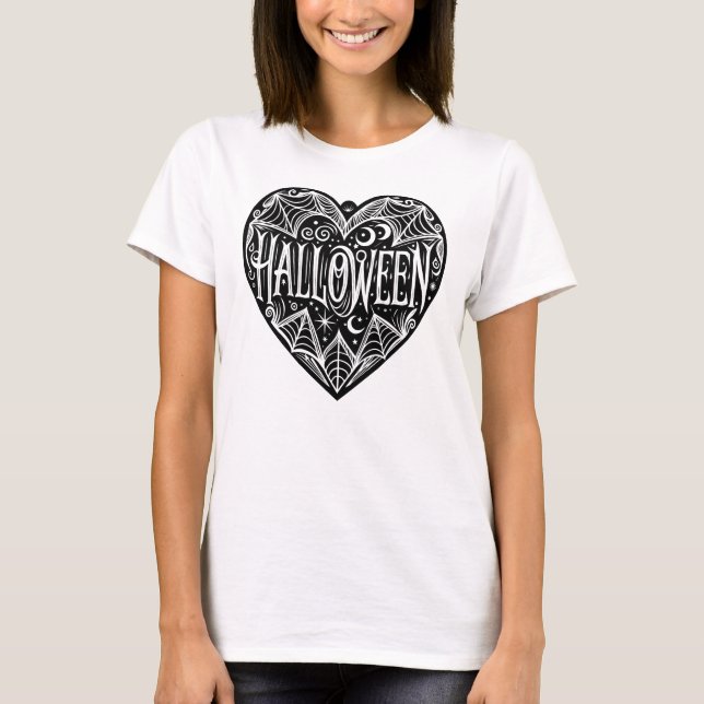 Halloween Heart, Black Heart Shape, Holiday T-Shirt (Vorderseite)