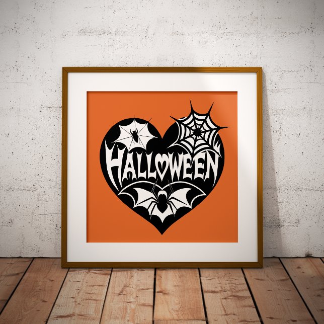 Halloween Heart, Black Heart Shape, Spider Web Poster (Von Creator hochgeladen)