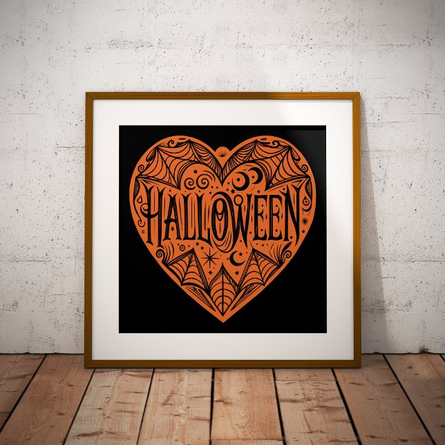 Halloween Heart, Orange Heart Shape, Holiday Fotodruck (Von Creator hochgeladen)