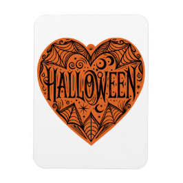 Halloween Heart, Orange Heart Shape, Holiday Magnet