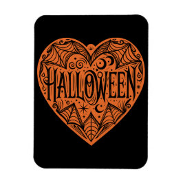 Halloween Heart, Orange Heart Shape, Holiday Magnet