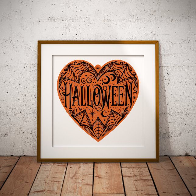 Halloween Heart, Orange Heart Shape, Holiday Poster (Von Creator hochgeladen)