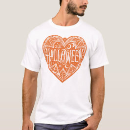 Halloween Heart, Orange Heart Shape, Holiday T-Shirt