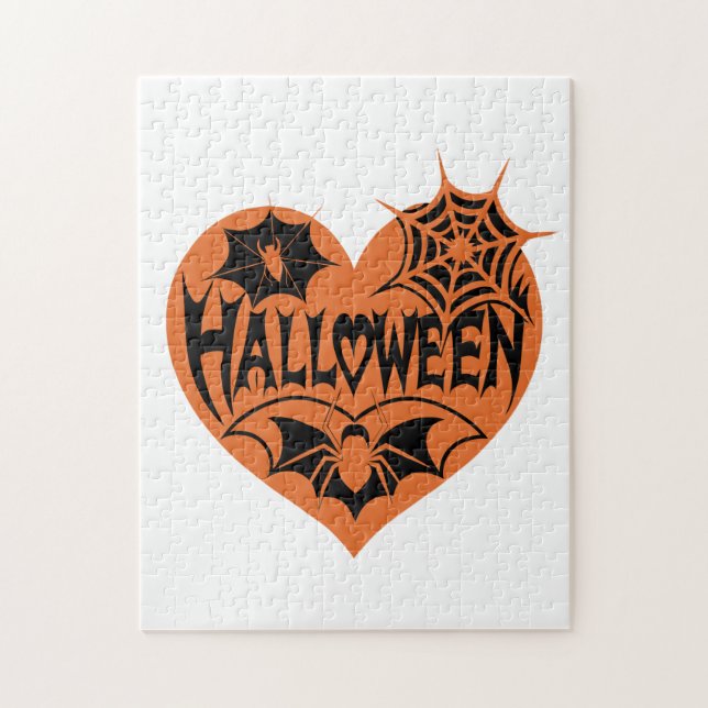 Halloween Heart, Orange Heart Shape, Spider Web (Vertikal)