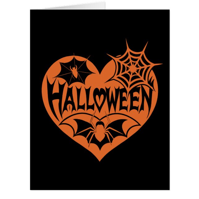 Halloween Heart, Orange Heart Shape, Spider Web (Vorderseite)