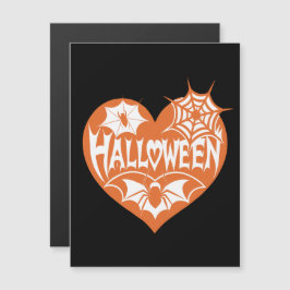 Halloween Heart, Orange Heart Shape, Spider Web Magneteinladung