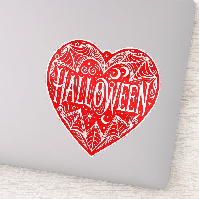 Halloween Heart, Red Heart Shape, Holiday Aufkleber (Detail)