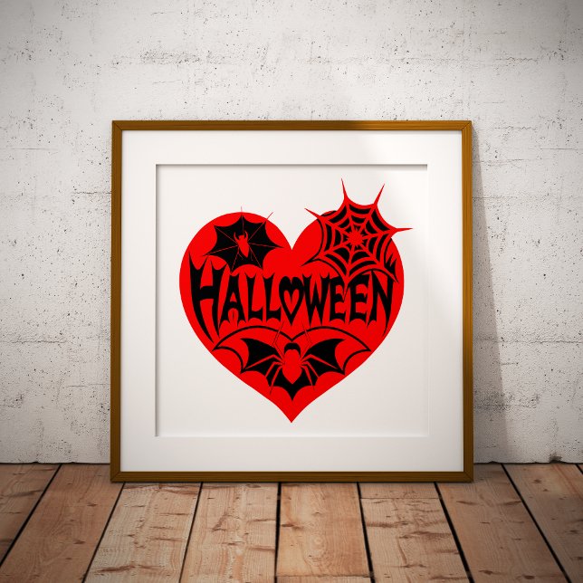 Halloween Heart, Red Heart Shape, Spider Web Fotodruck (Von Creator hochgeladen)