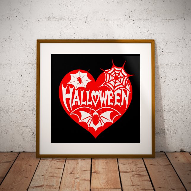 Halloween Heart, Red Heart Shape, Spider Web Poster (Von Creator hochgeladen)