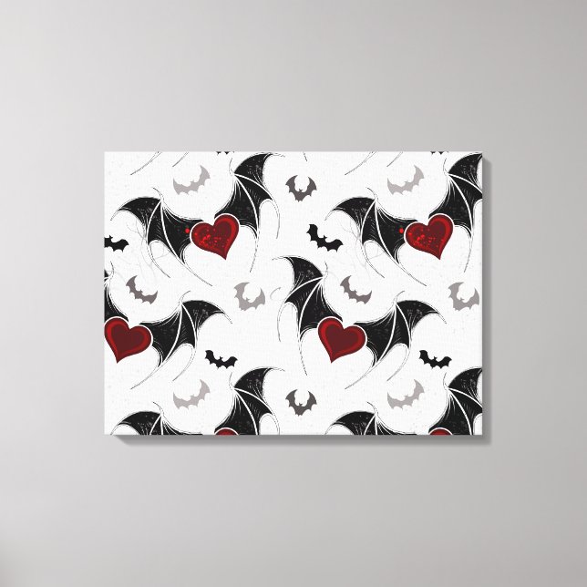 Halloween heart with black bat wings leinwanddruck (Vorderseite)