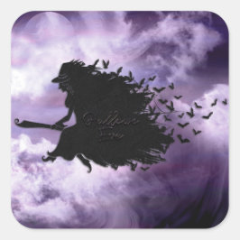 Halloween - Hengst Eve Hexe Quadratischer Aufkleber