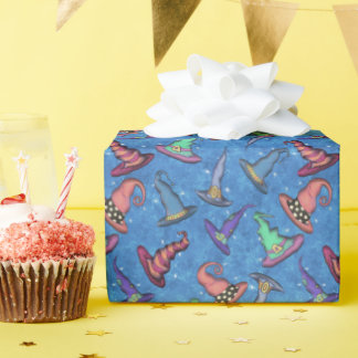 Halloween-Henkerhüte auf Blau Geschenkpapier