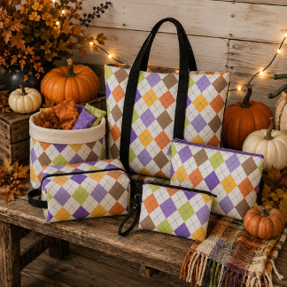 Halloween Herbst Argyle Lila Orange & Limettgrün Stoff