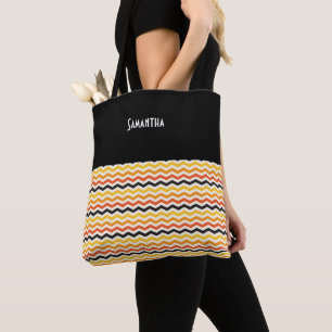 Halloween Herbst Chevron Herbstfarben Schwarzer Na Tasche