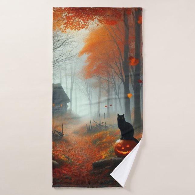 Halloween/Herbst/Herbst/Kürbis/Katze Badehandtuch (Badehandtuch)