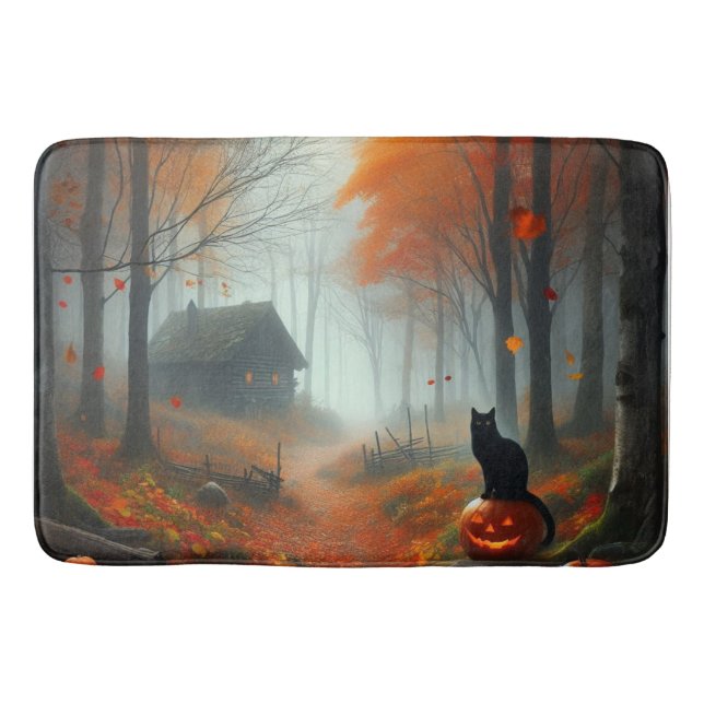 Halloween/Herbst/Herbst/Kürbis/Katze Badematte (Vorderseite)